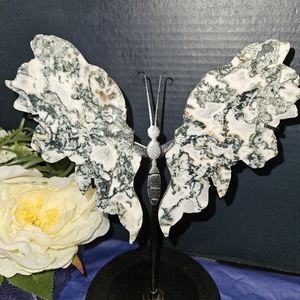 Moss Agate Butterfly Carving 🦋